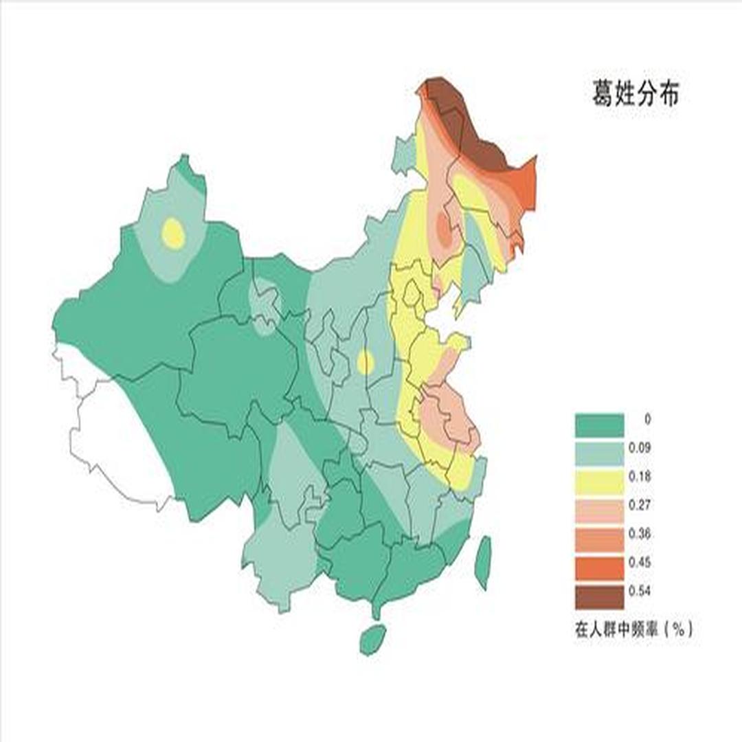 葛姓在人群中分布频率示意图