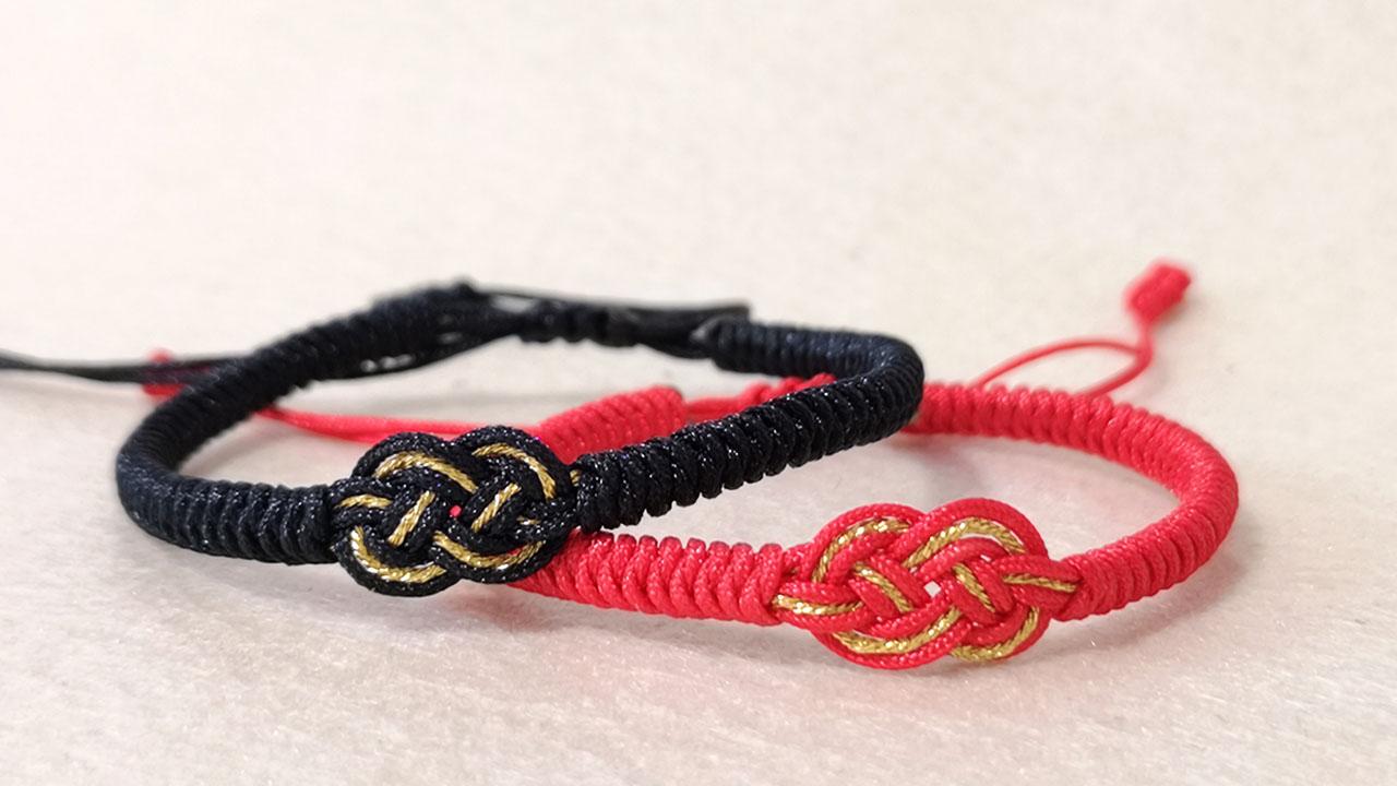 编织手链简单法2根绳，中国结的一种